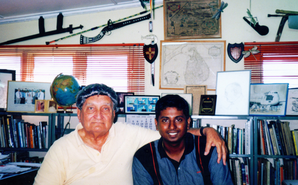 Ray Wijewardene with a young friend, Dharshana who brings hims a wig (on his request) from Cambidge, England