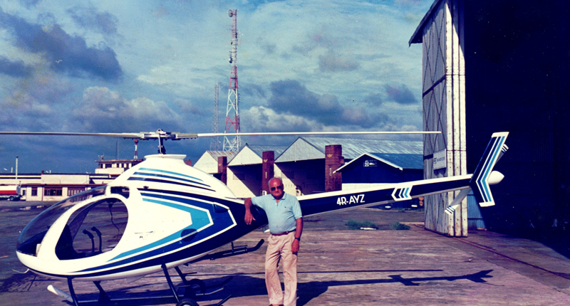 Ray Wijewardene with one of his home-built helicopters