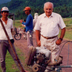 Ray Wijewardene (fourth from left) learns about a mechanised plough (probably at International Centre for Tropical Agriculture, CIAT, in Colombia) 