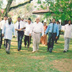 Dr Ray Wijewardene with officials of the Coconut Research Institute (CRI) at his ancestral estate of Bopitiya